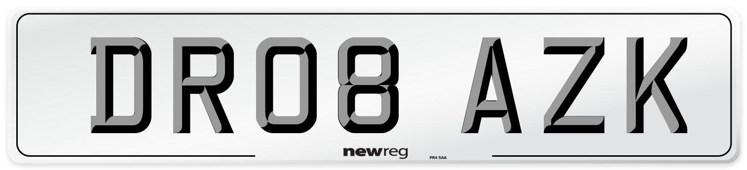 DR08 AZK Number Plate from New Reg